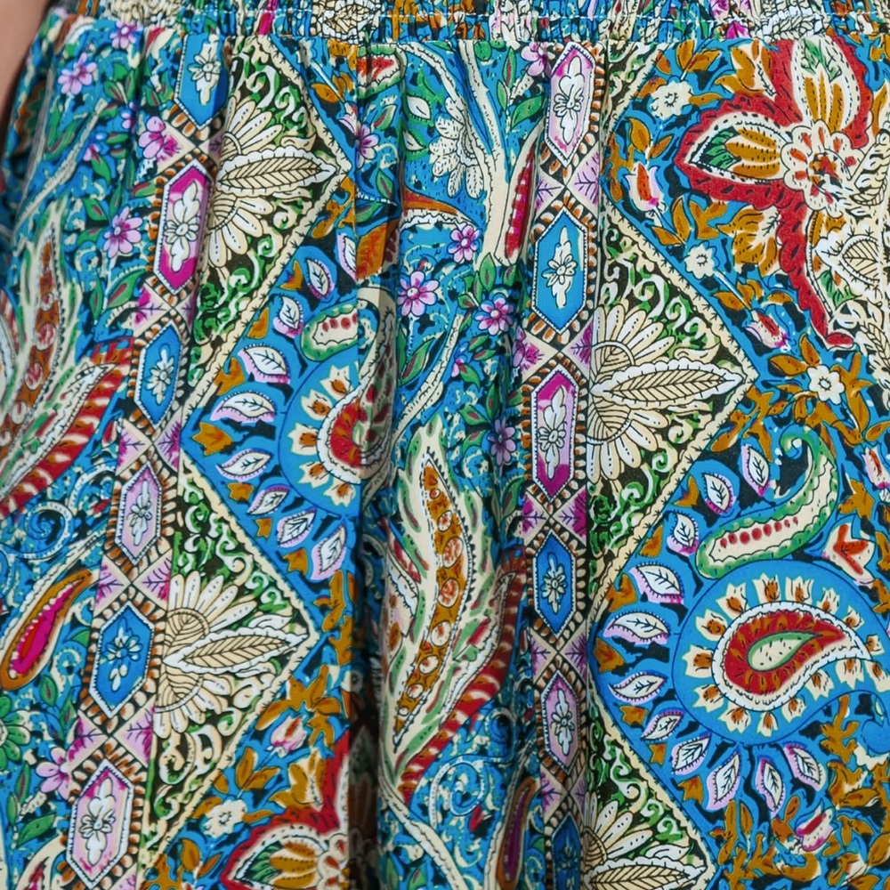 Cupshe Paisley Smocked Waist Tapered Leg Cover-Up Pants - Picture 5 of 10